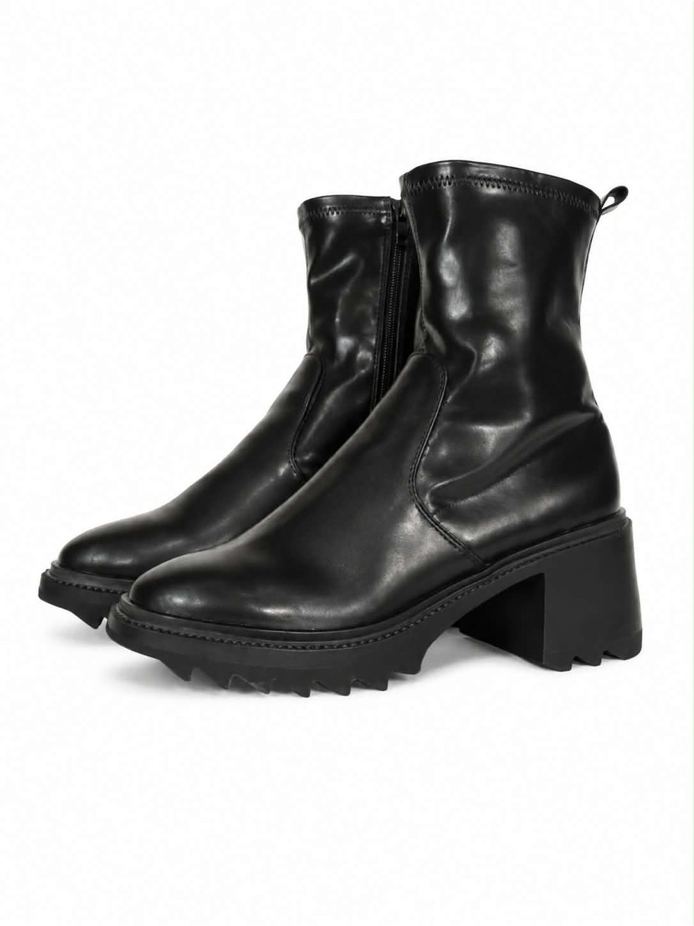 JustFab Black Chunky Heel Ankle Boots – Size 10 EUC